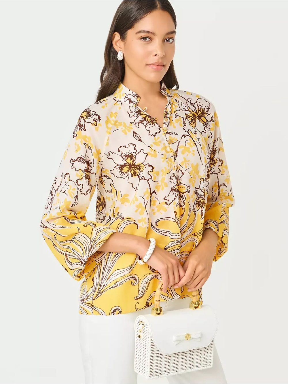 NEW Lilly Pulitzer Renisha Long Sleeve Top in estelle yellow bumbley buzz NWT 24